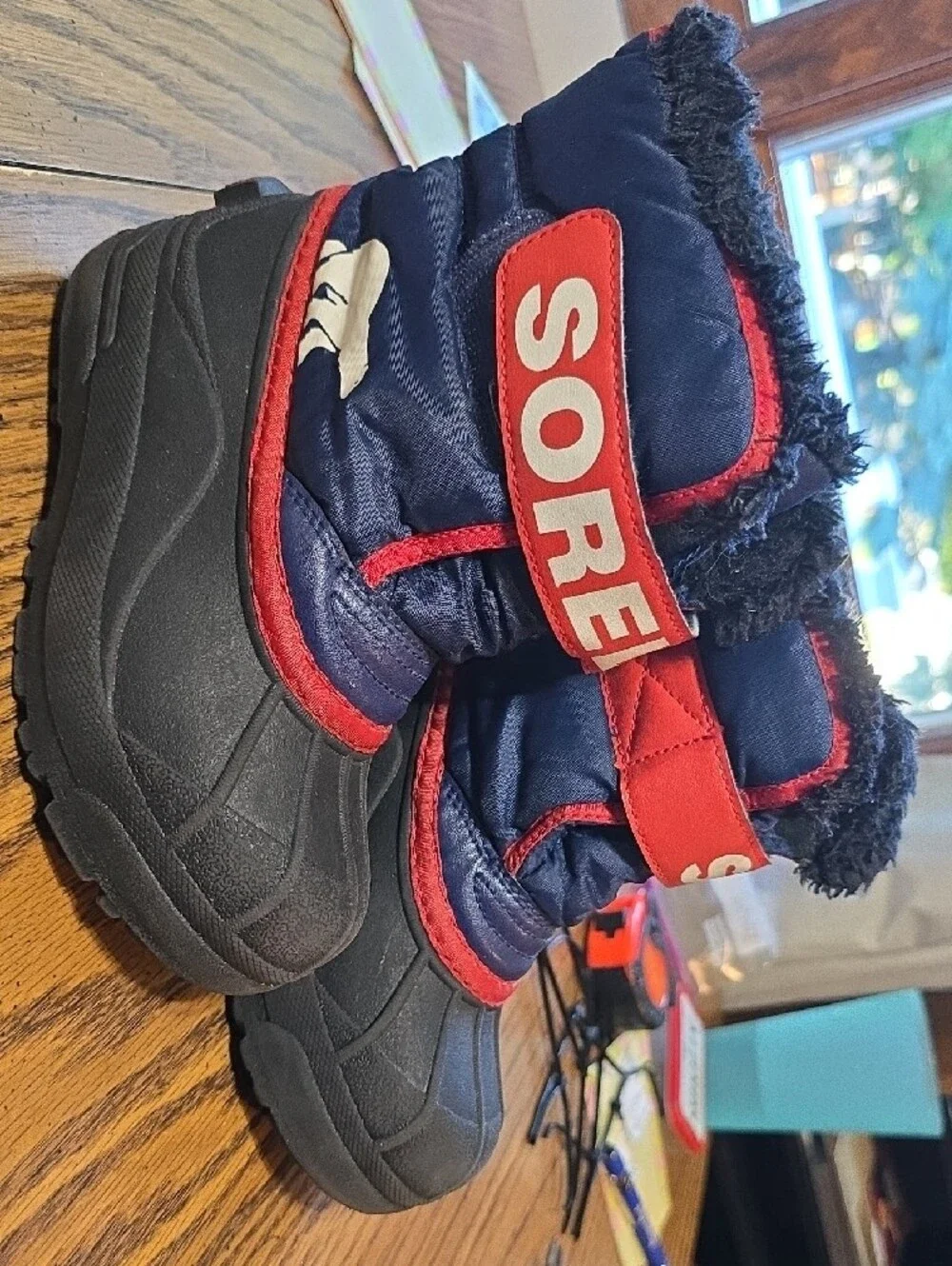 Sorel Kids Navy and Red  Snow Commander Boots